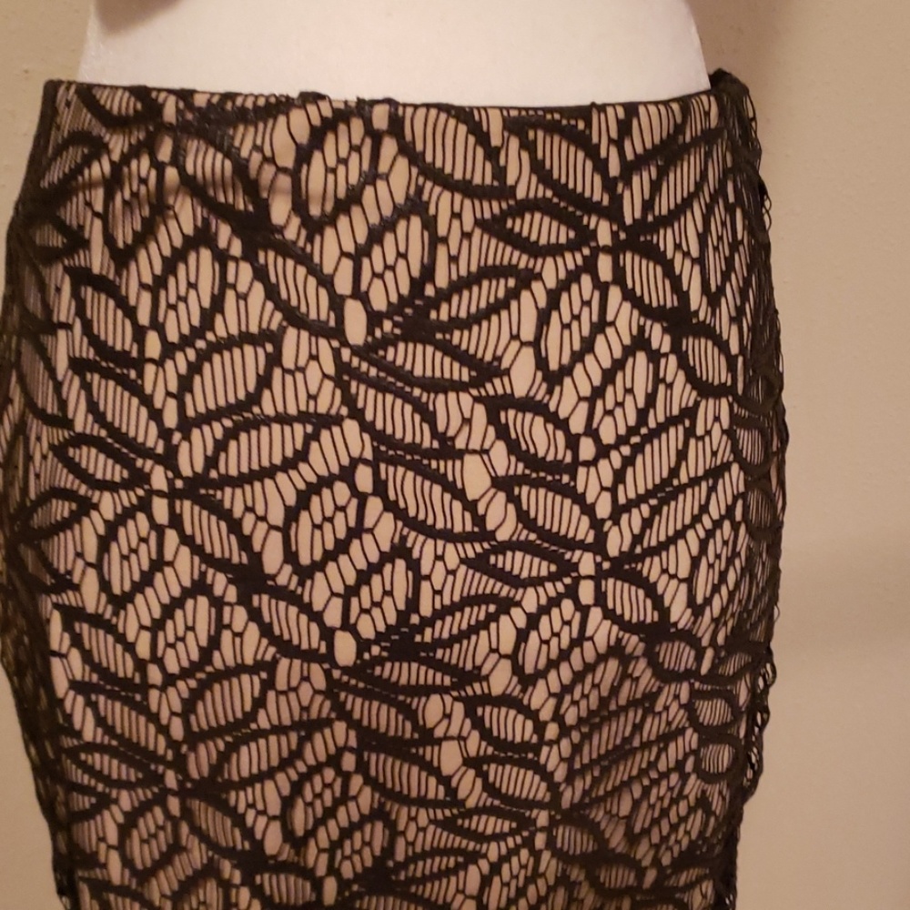 Ann Taylor leather-like lace skirt
